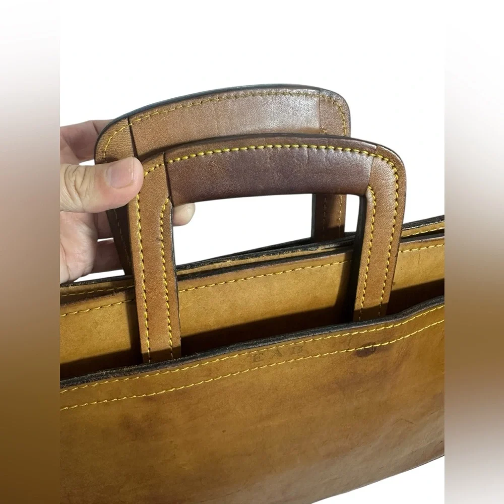 Vintage Retro Schlesinger Brothers Elegant Brown Saddle Leather Briefcase Bag